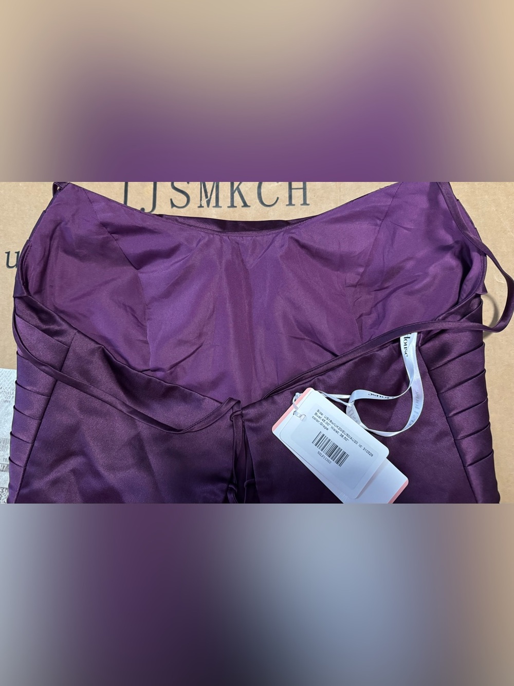 JJ's House Helisa Grape Sheath/Column Cowl Spaghetti Straps Slit Satin Dress - Picture 7 of 9